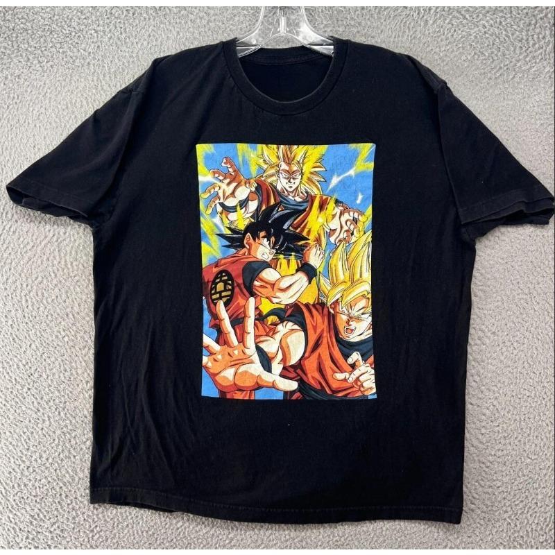 Goku Dragon Ball Z Kamehameha Large Black Short Sleeve T Shirt Super Saiyan Summer Cotton Men's Women Tops Tee Streetwear Casual