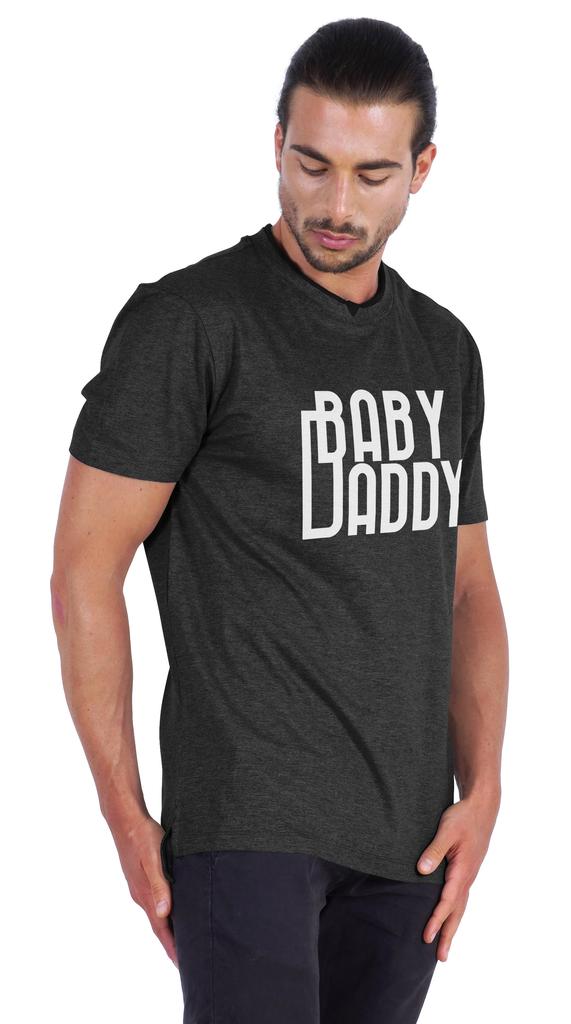Inkmeso Men  s Graphic Quote   Baby Daddy   Tshirt For Dads Round Neck with V Cut