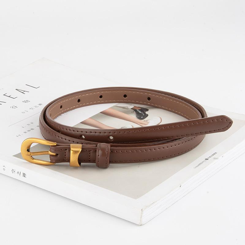 Genuine Leather Pin Buckle Women's Thin Belt with Jeans Fashionable Versatile Belt for Women Ins Style Cowhide Leather