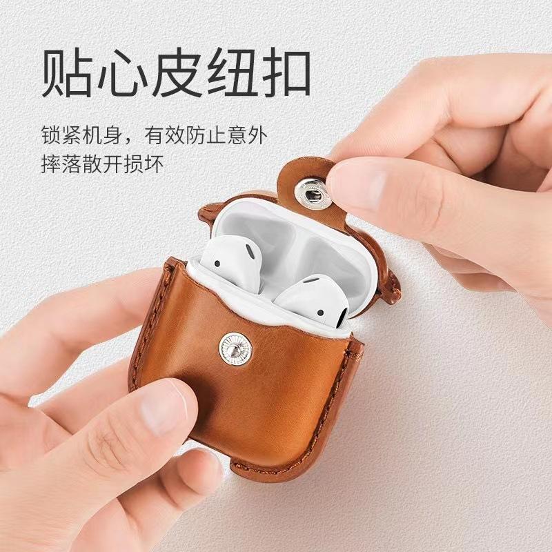Niche brown retro leather AirPods1 earphone cover is suitable for Apple Pro 1 protective cover 1st generation/1st generation soft case.