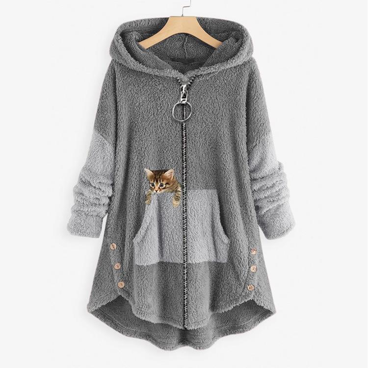 Autumn Street Fashion Velvet Women Loose Clothes Animal Pattern