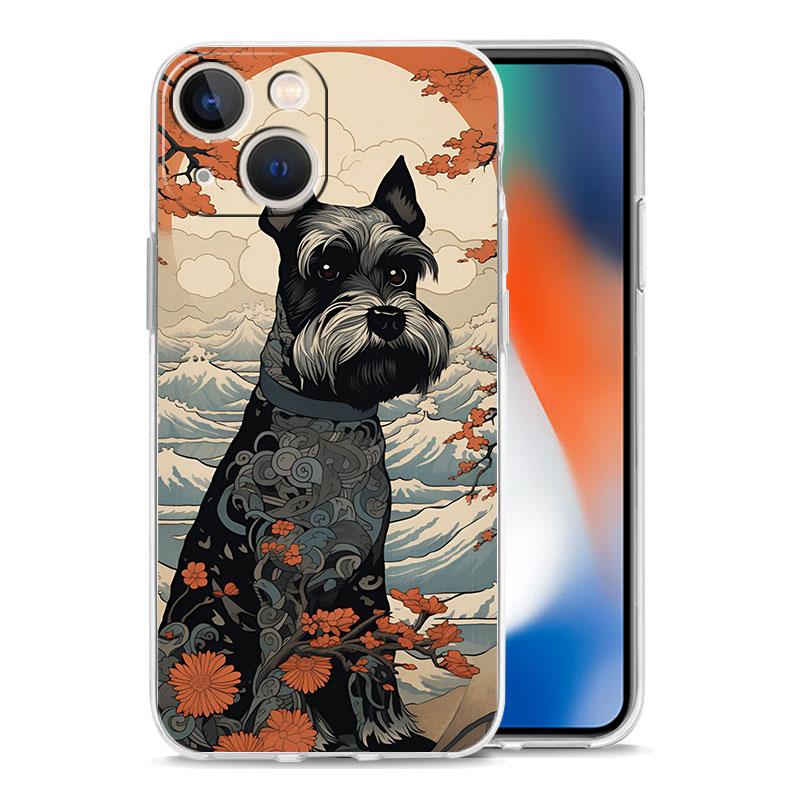 Cartoon Schnauzer Dog Phone Case For iPhone 11 Cases iPhone 15 12 13 14 16 Pro Max X XR XS 14 15 Plus 16Pro iPhone16 Clear Cover