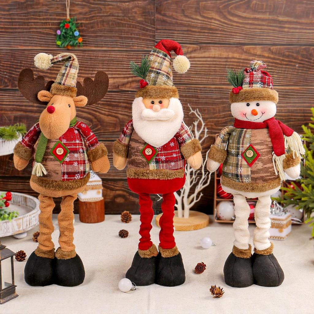 Jingchen Christmas Telescopic Doll: Santa Claus & Snowman Window Display Ornament
