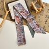 Long streamer bow tied hair retro Dunhuang oil painting silk scarf headband women tied headscarf