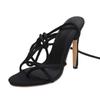 Sandals Fashion Women Summer Flock Cross Straps Comfortable Thin High Heels Shoes Peep Toe Breathable Sandals Banquet Party Shoe