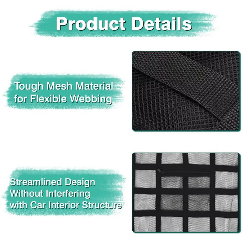 Car Ceiling Cargo Net Strong Load-Bearing Mesh Car Roof Storage Organizer Large Capacity Space Saving Car Ceiling Net Storage