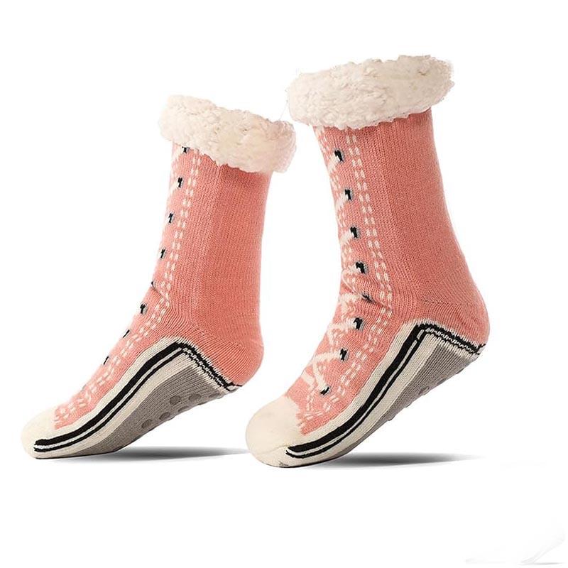 

1 пара ультра-толстых кашемировых домашних носков-тапочек, кашемировые носки для женщин, зимние модные нескользящие теплые кашемировые носки-тапочки розовый