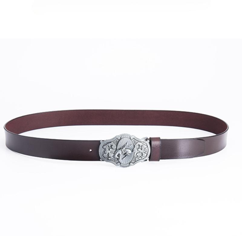 Antikes Kostüm Schauspieler Rindsleder Gürtel Gentleman Identitätsgürtel Gürtel Taillengürtel Zweilagiges Leder Schwarz Kaffee Gürtel