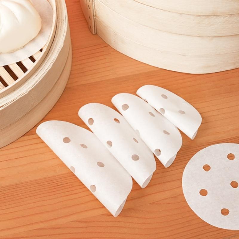 100/400 Stück Einweg-Dampfpapier Backpapier Silikonölpapier Antihaft-Dampfbeständiges Papier Dampfgitter für Brötchen