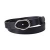 Imitation Leather Women Belt Versatile Solid Color Design Irregular Oval Buckle Pin Waistband Dress Shirt Top Waist Belt