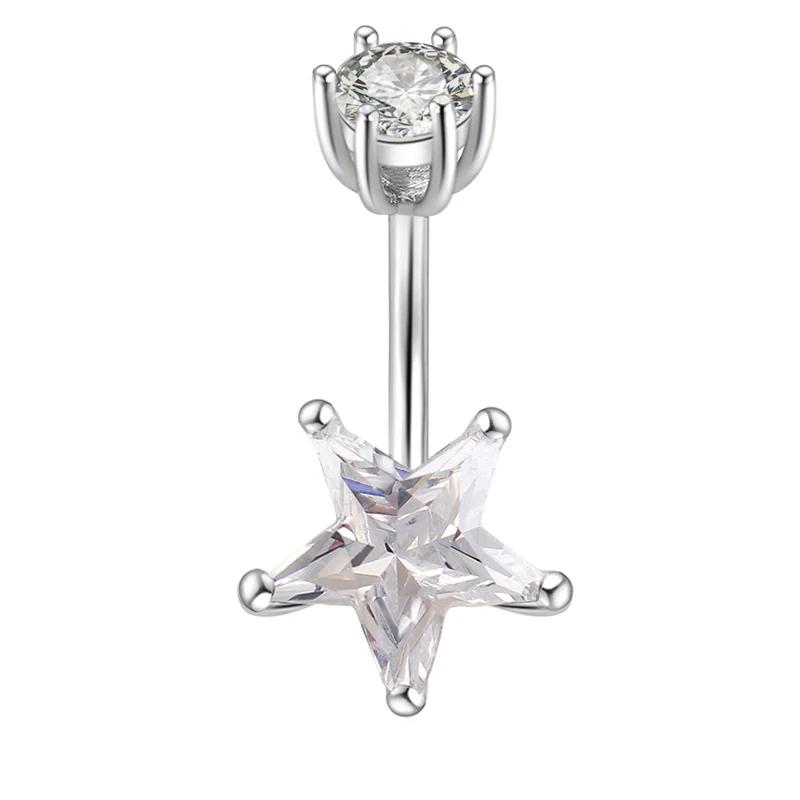 925 Sterling Silver Belly Button Rings Navel Rings Sterling Silver Belly Rings Belly Piercing Jewelry Big Star 1.5mm Thickness&6mm Length