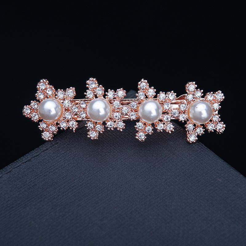 Hair Accessories Rhinestone Bow Hair Clip, Adult Pearl Horizontal Clip, Ponytail Clip, Top Clip, Spring Clip, Small Pearl Hair Clip
