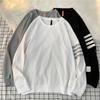 Unisex American Retro Patchwork Crewneck: Striped Sweatshirt for Autumn 2024 Streetwear