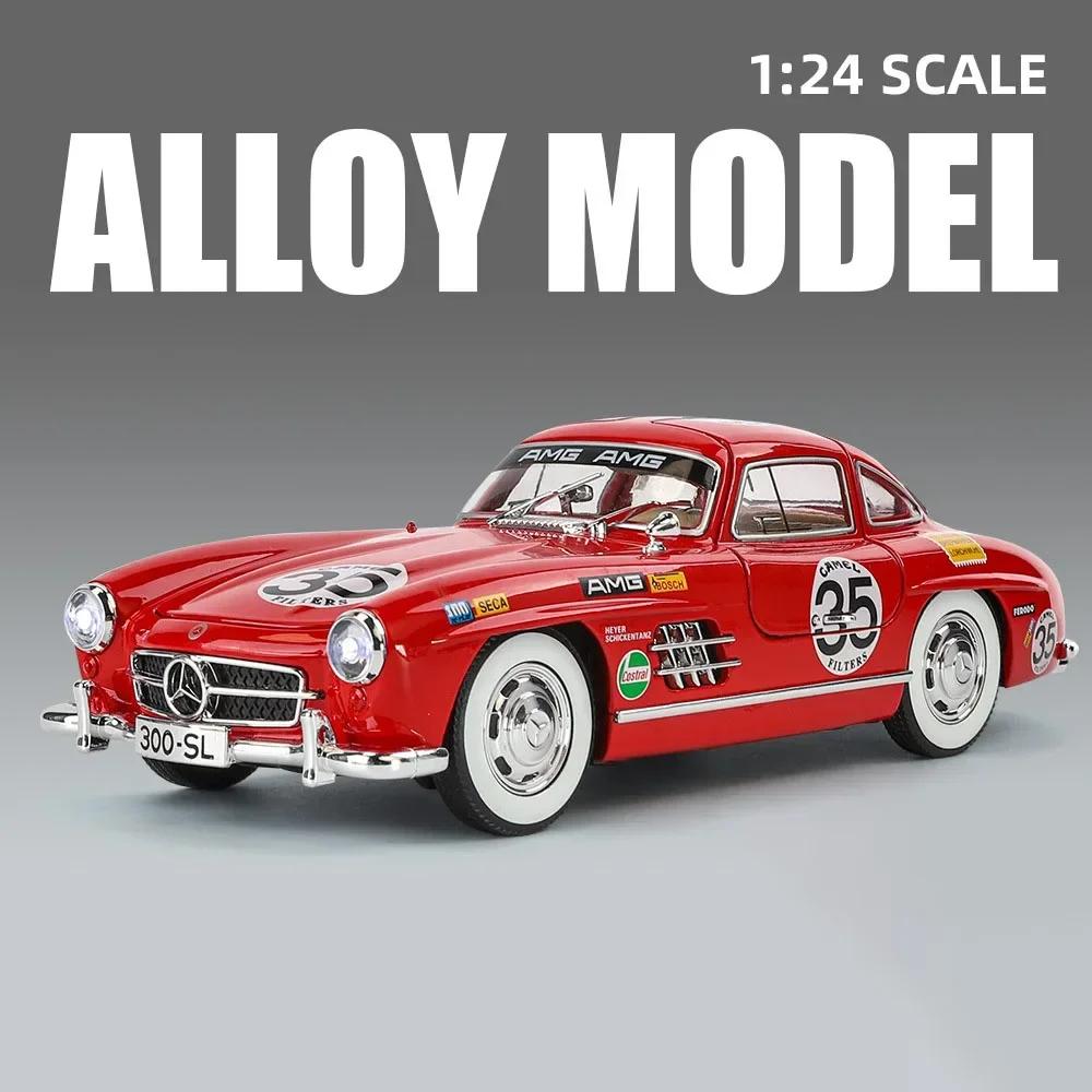 1:24 Scale 300SL Car Model Toy Alloy Diecast Doors Opened Pull Back Vintage Vehicle Models Toys Boys Kids Collection Gifts