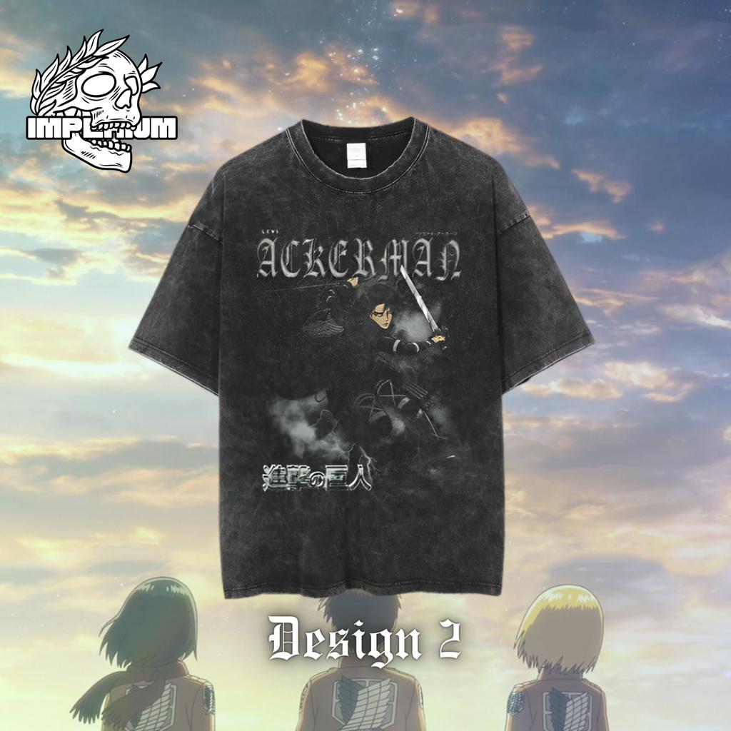 Unisex Anime Attack on Titan Vintage Washed Graphic Print T-shirt Men Women Casual Oversized Streetwear Hip Hop Fashion Summer New Tee