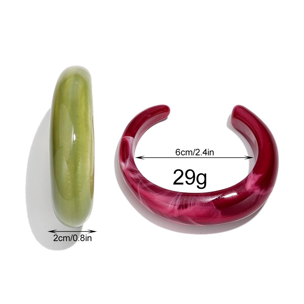 Smooth Round Acrylic Cuff Bangles for Women Vintage Exaggerated Jelly Color Smudging Bangle Wide Resin Bracelet Accessories
