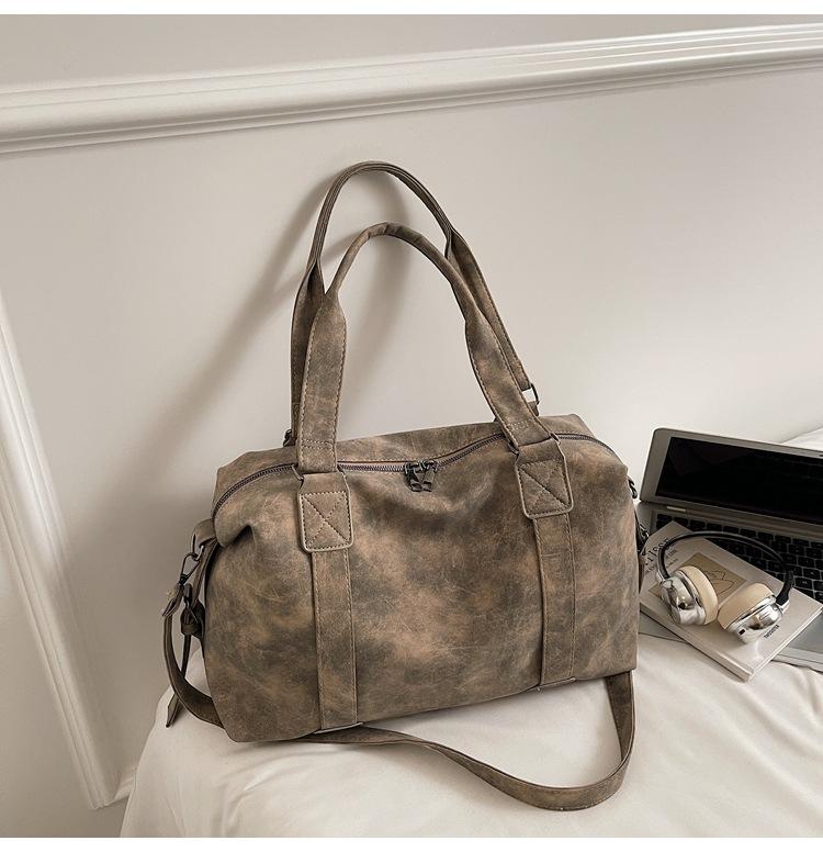 

Повседневная дорожная сумка-тоут большой вместимости женская 2025 новая модная ретро-сумка через плечо хаки