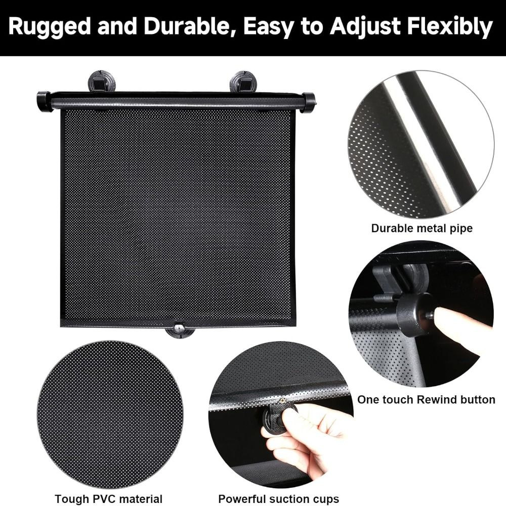 Black UV-Protection Curtains Universal Sunshade Roller Blinds Car Window Sun Visors  Home Office