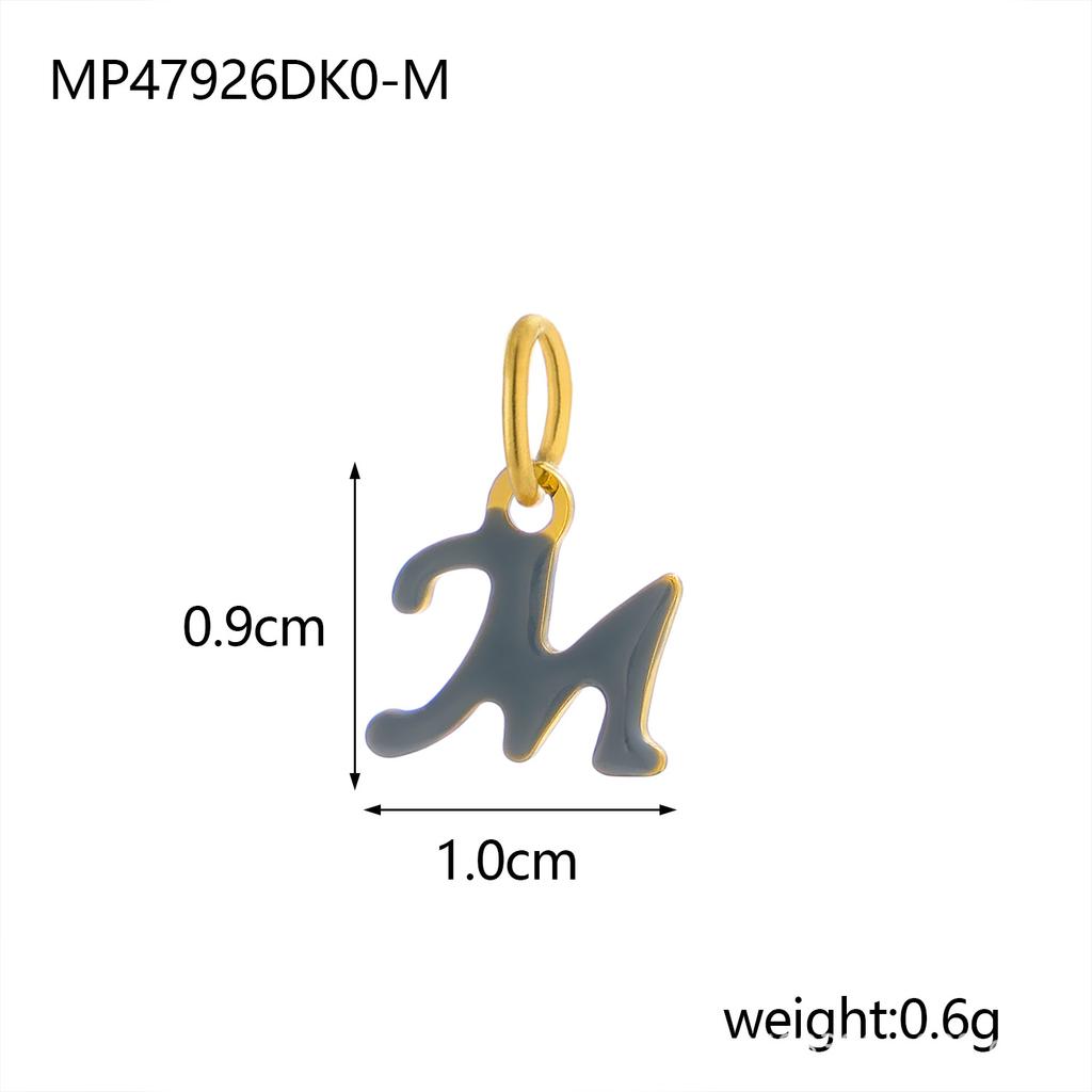 CARLIDANA Simple Gold Plated Stainless Steel Jewelry Alphabet Pendant Small Mini Colorful Oil Drop Initial Letter Necklace