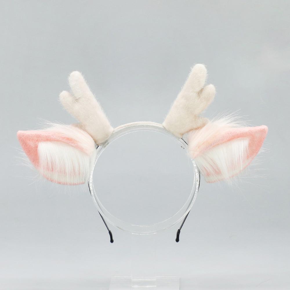Party Headpiece Reindeer Antler Headband Plush Deer Ears Antler Hair Hoop Head Hoop  for Kids Adult