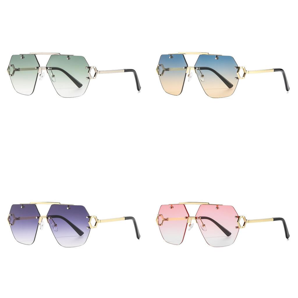 Frameless Polygon Womens Sunglasses With Gradient Lenses For Outdoor Fashion And Sun Protection