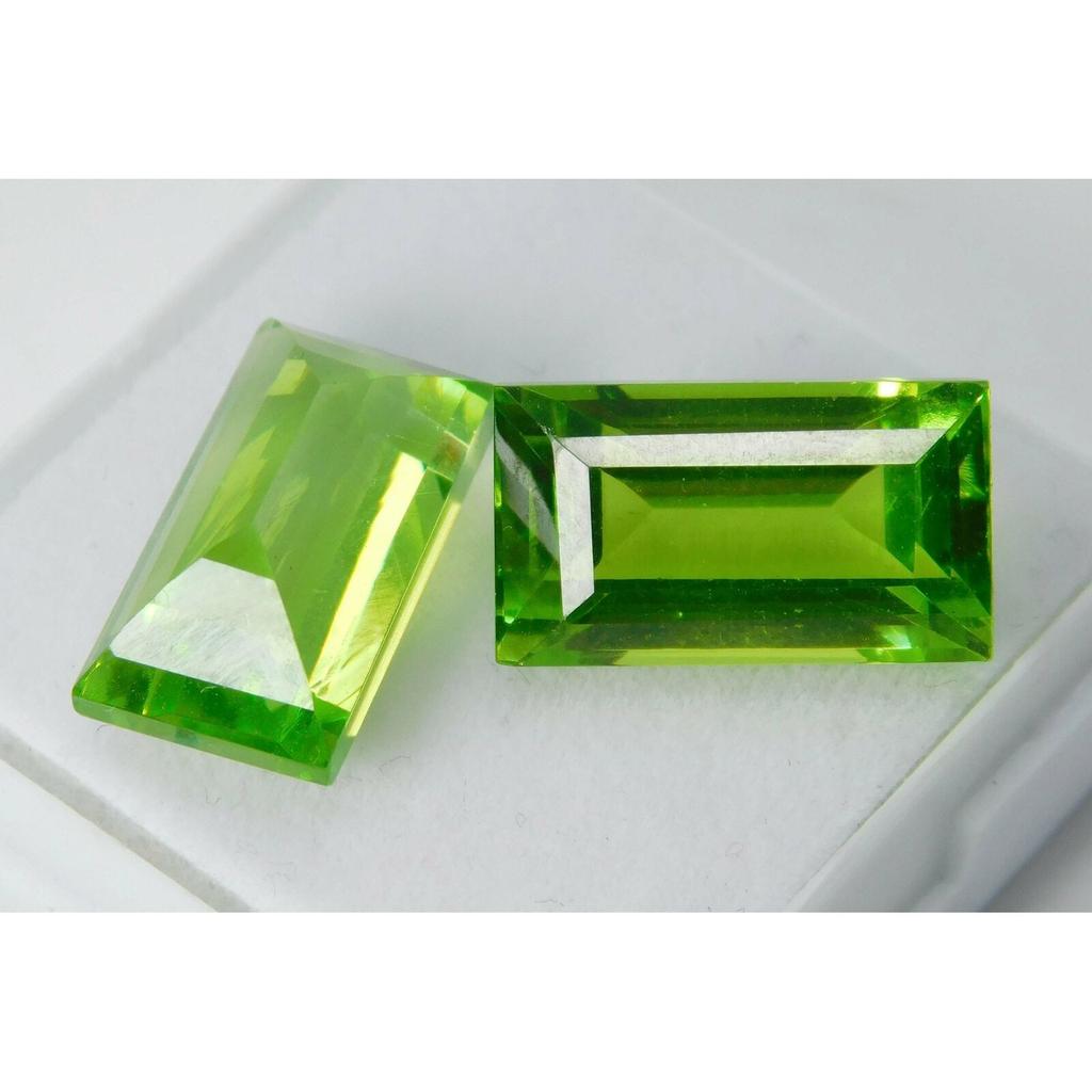 19.00 Ct Natural PERIDOT Faceted Amazing Gems Green Baguette Cut Pair