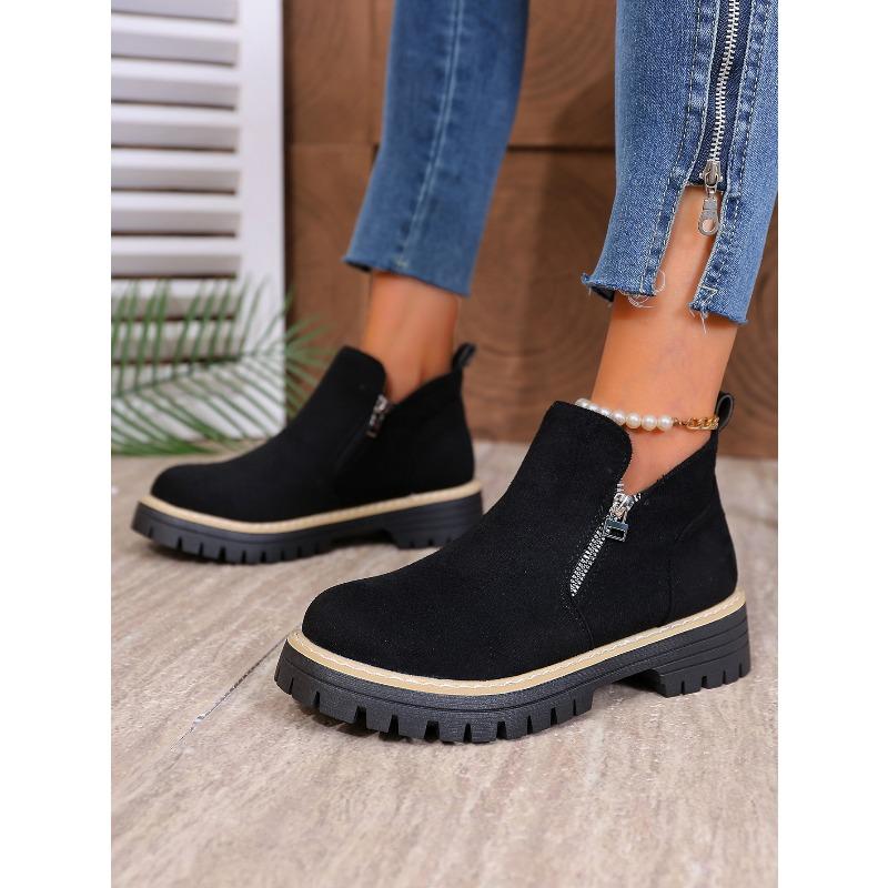 Women's Plus Size Side Zipper High Top Ankle Boots New Autumn Winter Fashion Casual Shoes