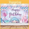 Themed Print Mermaid Design Birthday Decoration Background Cloth For Kids Party