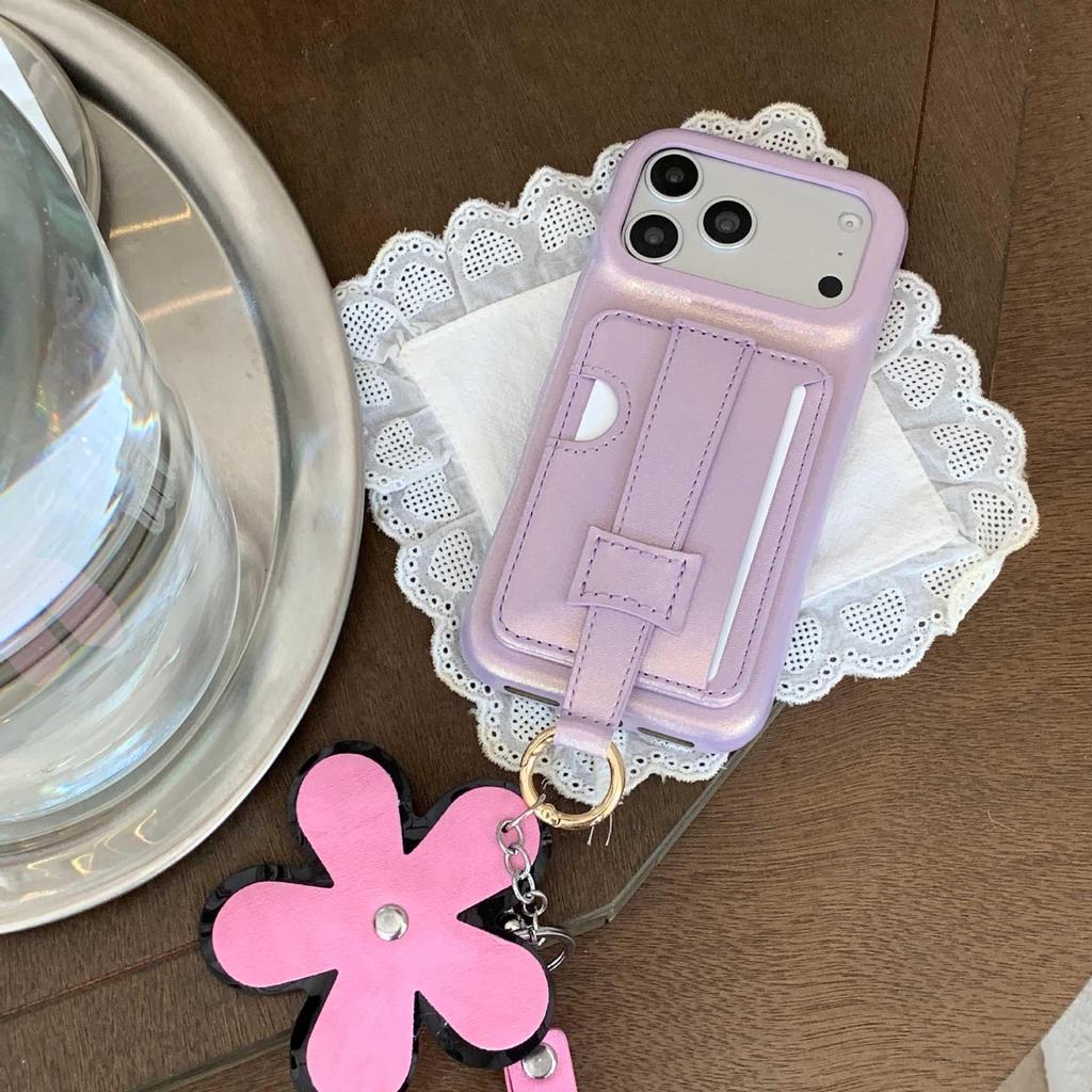 Flower Wrist Strap Card Holder & Coin Purse for iPhone 17 Pro Max/15 Pro/14 Case (Women's)