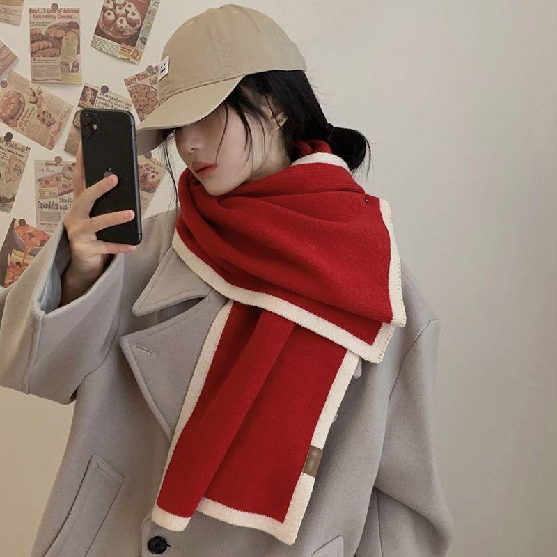 Schwarz & Weiß Warmer Schal Winter High-End Niedlich Student Koreanischer Stil Nische Verdickt Vielseitig Unisex Halswärmer