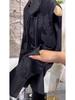 Damen Retro Satin Print Tang Anzug Weste mit Quasten