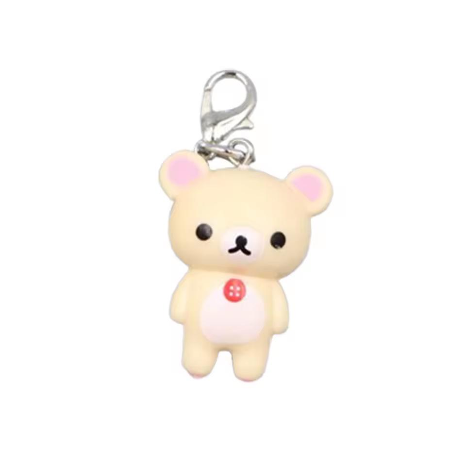 Kawaii Rilakkuma Easy Bear Keychains Lazybear Doll Bag Clothing Puller Phone Rope Keyrings Accessories Pendants Couple Gifts