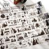 JIANWU Silhouette Phantom Series Vintage Character Shadow Landscape Material Collage PET Tape Creative DIY Journal Stationery