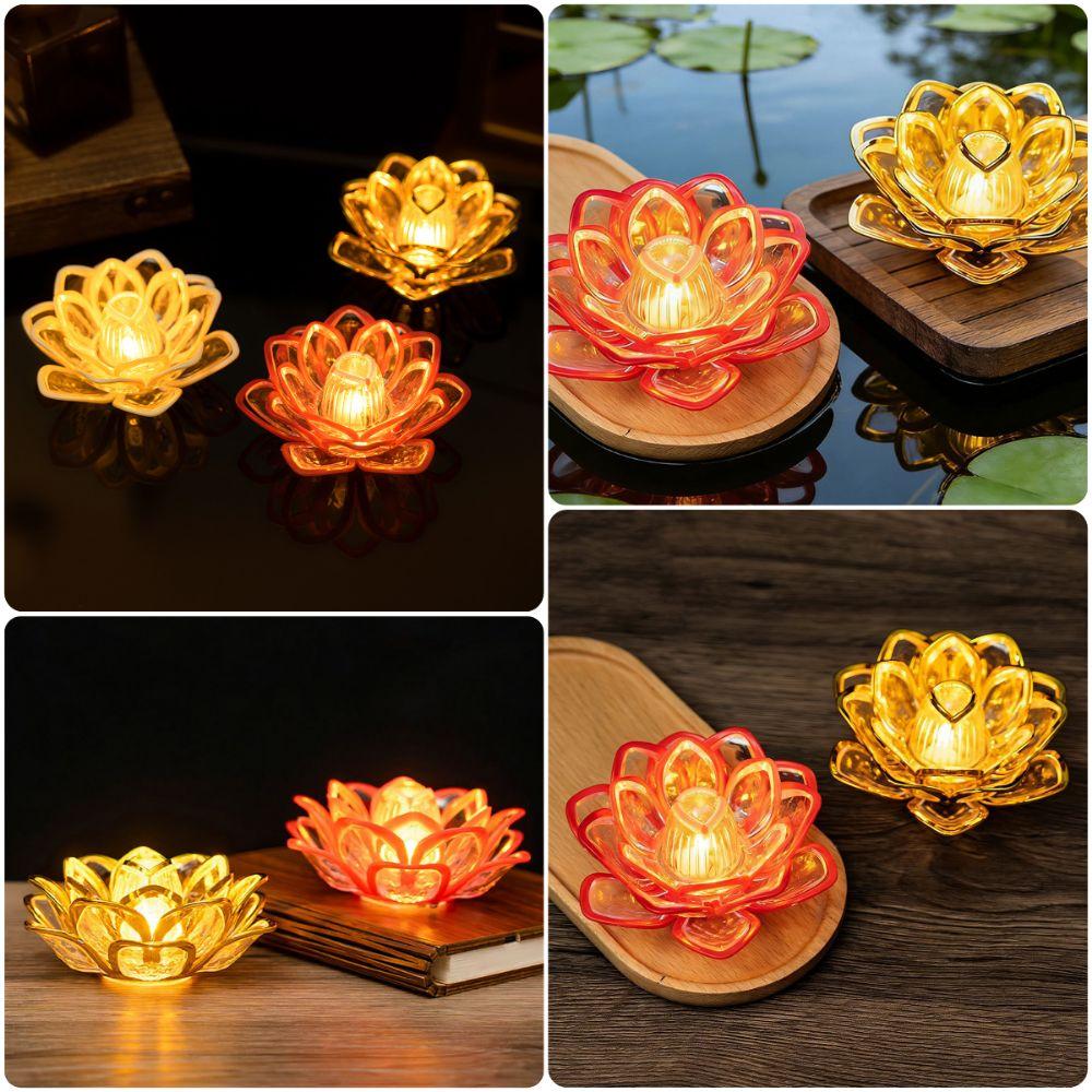 Soft Light Source LED Lotus Lamp Flicker Effect LED Candle Lamp Flameless Candle  Tabletop Display