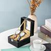 PU Leather Watch Box - Transparent Lid Display Case with Soft Interior, Multi-Drawer Storage Organizer for Jewelry Collection