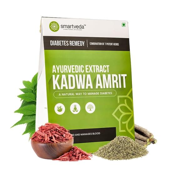 

Smartveda Kadwa Amrit - Ayurvedic Diabetes Powder with 7 Potent Herbs | 100% Natural & Safe | 1 Month Pack