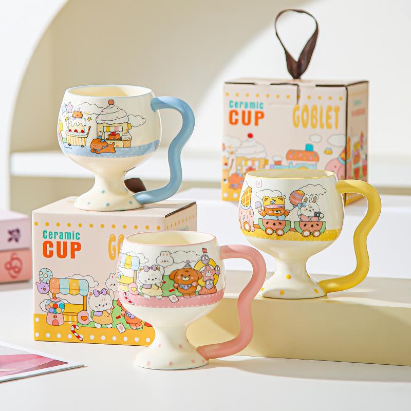 Mug Cute Cartoon Tall Ceramic Cup Couple Water Cup Women's Home Office Coffee Milk Cup Children