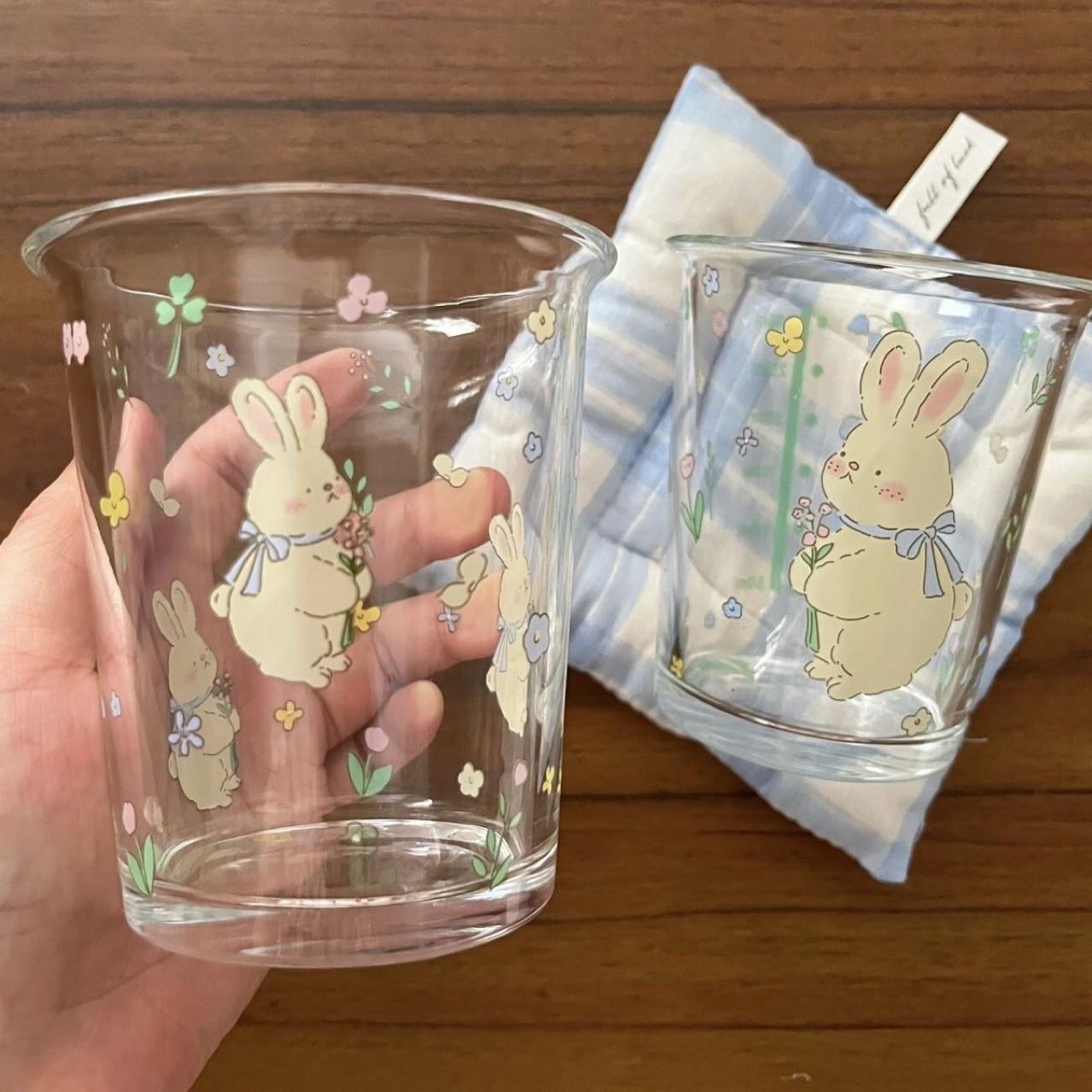 

Little Rabbit Glass Cups High Beauty Water Cups Beverage Cups Office Water Cups Home Breakfast Milk Coffee Cup Exquisite Cup New 301-400ml