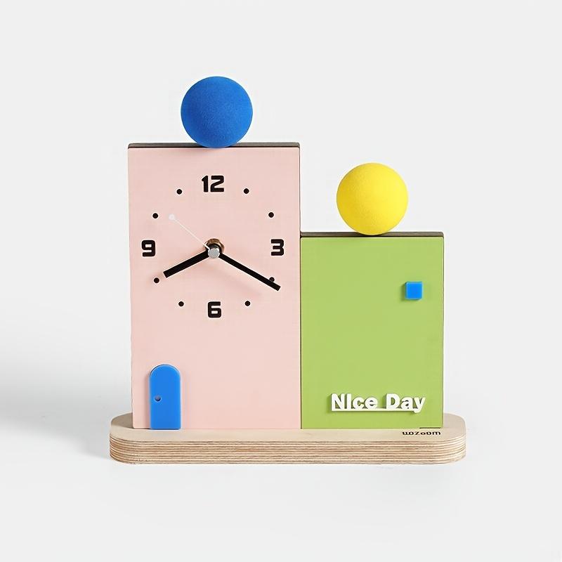 

Creative Building Block Style Clock,Silent, Battery Powered,Unique Square Design,Perfect for Bedroom or Study Decor, Bedroom Accessory