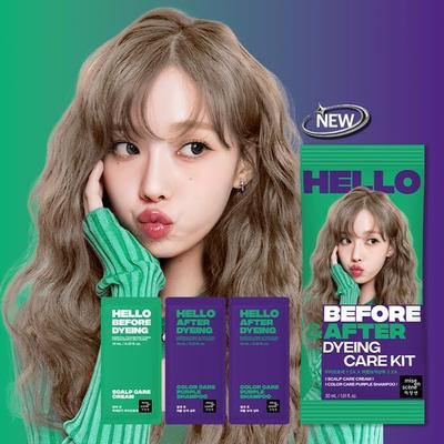 Mise-en-scène Hello Bubble Dyeing Before/After Kit (1 Scalp Protector + 2 Complementary Color Shampoos)