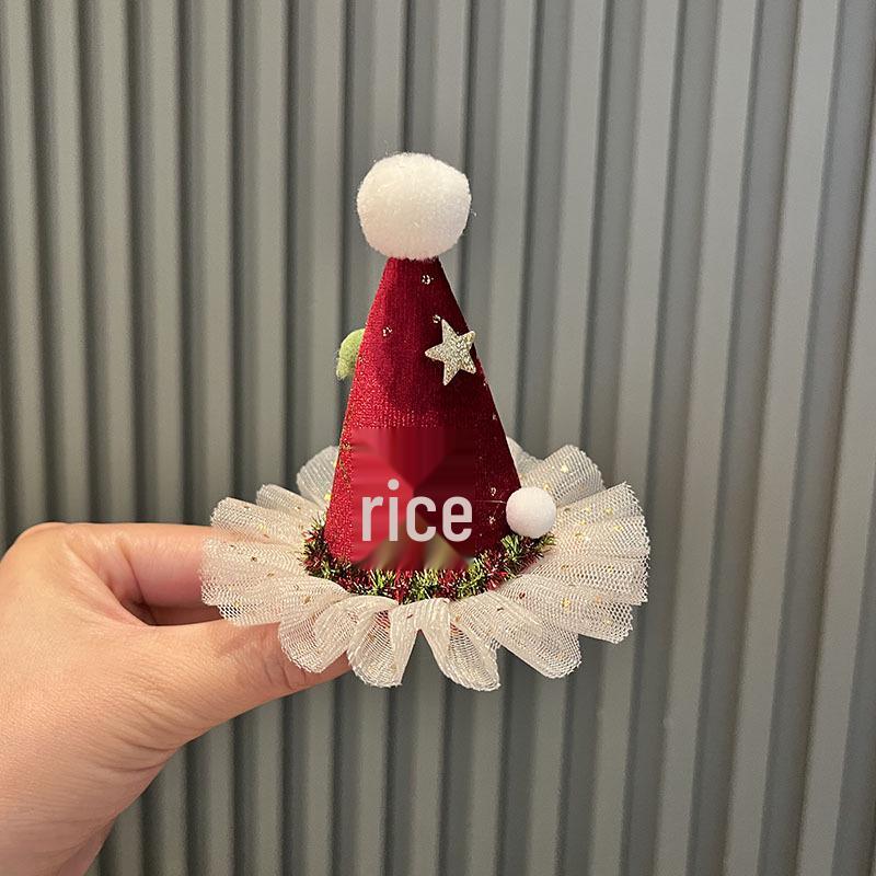 Red Bow Pom Pom Hair Clip Duckbill Christmas Headband for Kids