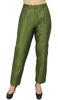Phagun Women's Beige Dupion Pants High Waist Narrow Bottom Trousers-Large