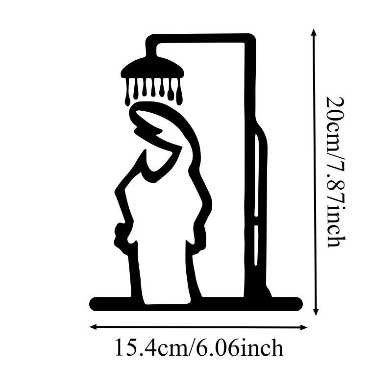 Black Shower Figure Wall Decoration Minimalist Line Metal Bathroom Sign Rustic Door Sign Funny Door Topper Home Decoration