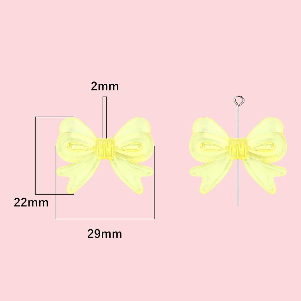 4Pcs 22*29mm Acrylic Magic Colors Bowknot Accessories For Jewelry Making DIY Charm Decoration