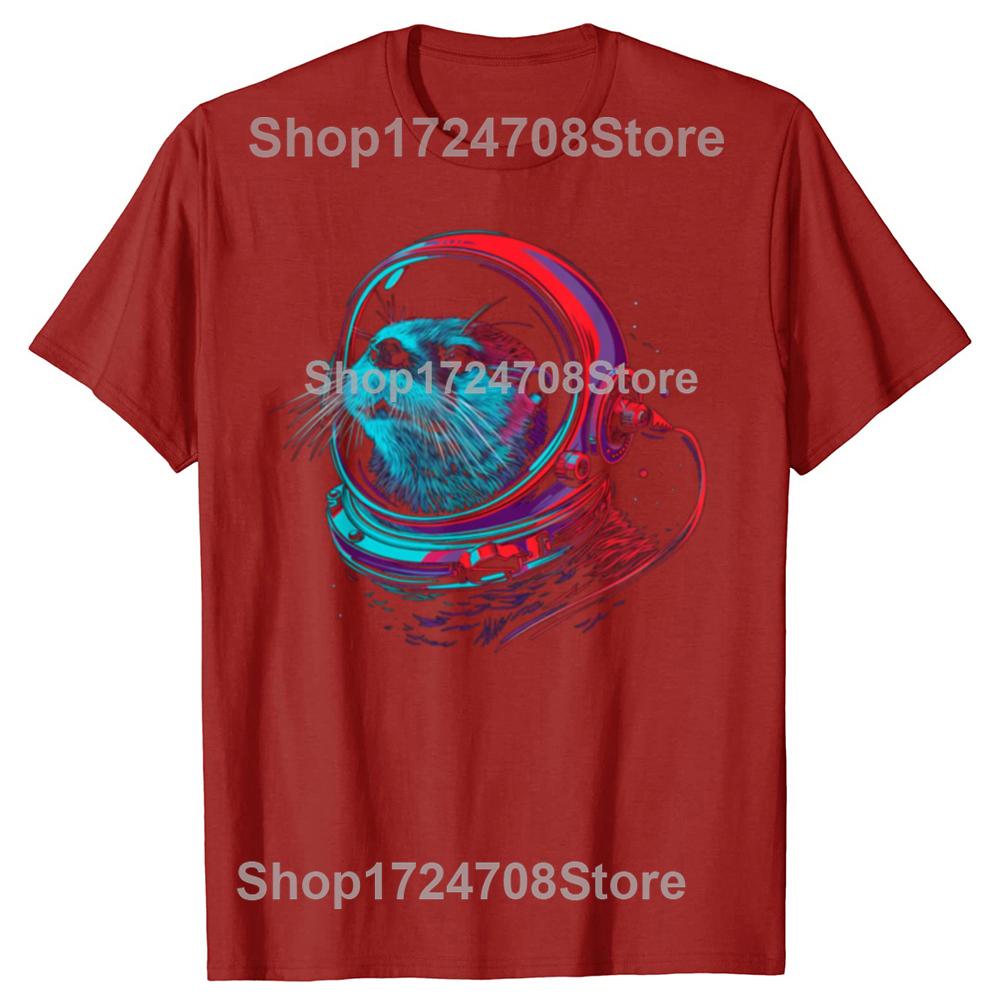 Otter Astronaut Funny Animal Sea Otter Space Graphic Tshirts Men Fashion Casual Tshirt 100 Cotton Loose Oversized T Shirt