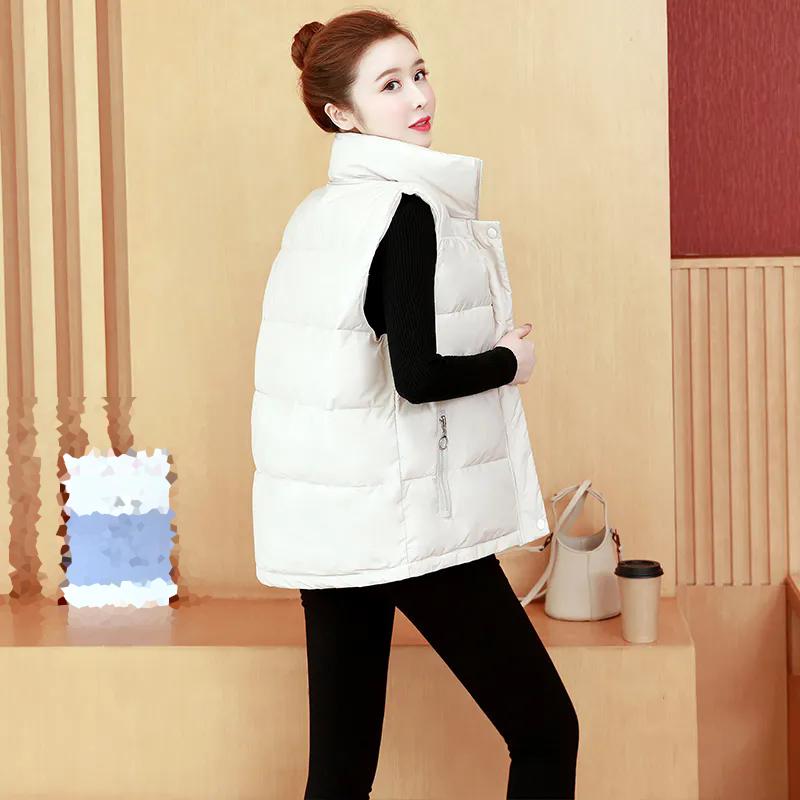 

WTEMPO Осень-зима, безрукавки, воротник-стойка, женские, большие размеры, хлопковые утепленные куртки, ветрозащитные, морозостойкие, однотонные, толстые, теплые, пуховые пальто XXL бежевый