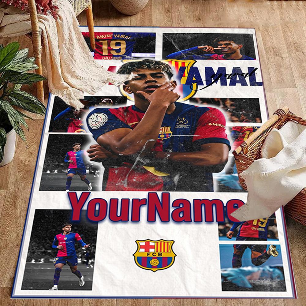 Green Sports Poster Design Customizable Name Area Rug Suitable for Bedrooms Hallway Entryway Outdoor Antislip Carpet Anime Office Decor