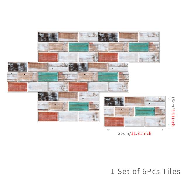 6Pcs 15X30cm DIY 3D Marble Mosaic Wall Stickers Imitation Brick Bedroom Decoration Waterproof Self Adhesive Tile Wallpaper Kitchen Cupboard Decor