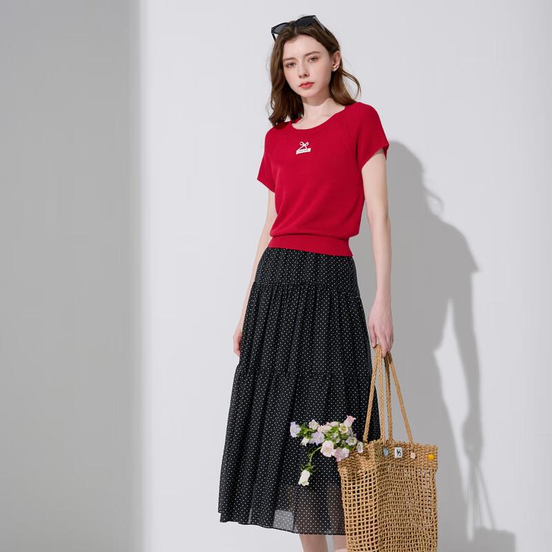 Sancai 2025 Summer Thin Knit Pullover with Bow Detail