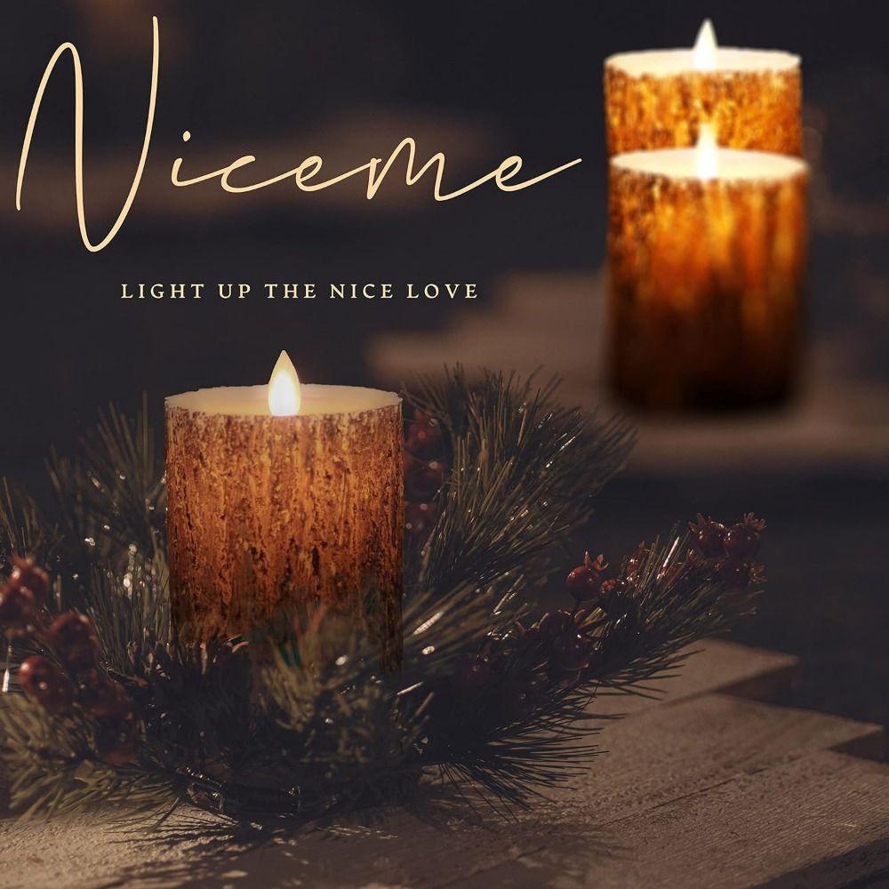 Pine Bark Effect LED Pine Bark Swing Candles Battery Operated Electric Decorative Light  Wedding